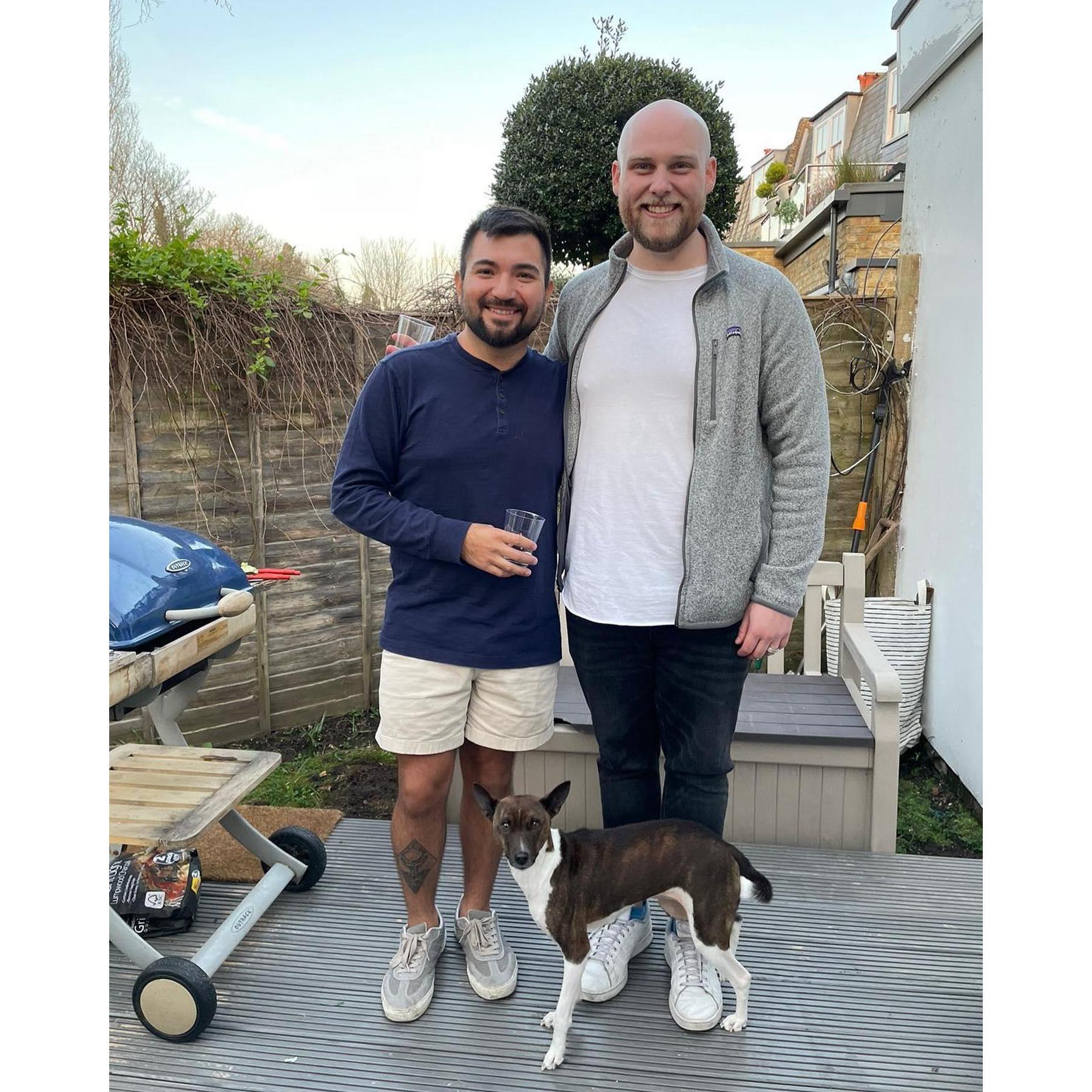Our small yard in London. Just the three of us.