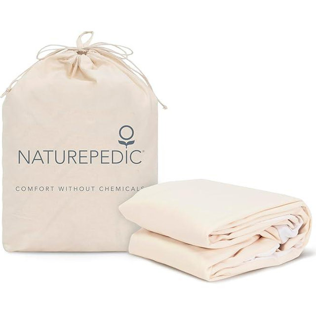 Naturepedic Organic Waterproof Mattress Protector Pad - Washable & Reusable Fitted Stretch Knit Mattress Cover - Highly Absorbent Bed Incontinence Pads - Breathable Fitted Cover for Queen, 9"-16"