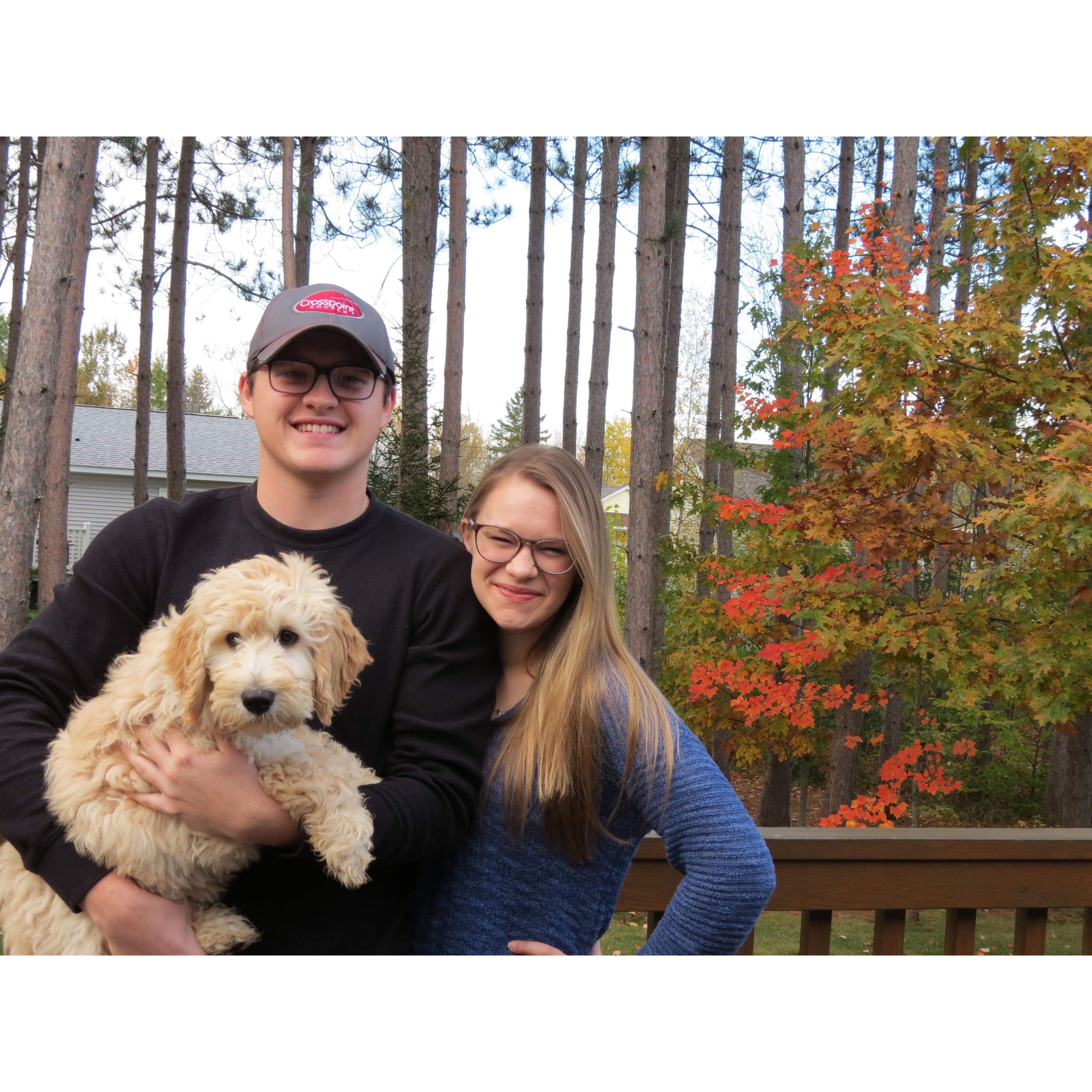 Korissa visited during her fall break and met Colby's grandparent's puppy, Rusty. October 21th, 2018.