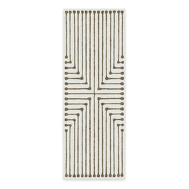 Ruggable x Jonathan Adler – Inkdrop Camel & Ivory – Machine Washable Runner Rug – Pet & Child Friendly – Stain & Water Resistant – Non-Slip – 2.5'x7'
