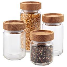 Artisan Glass Canisters with Oak Lids