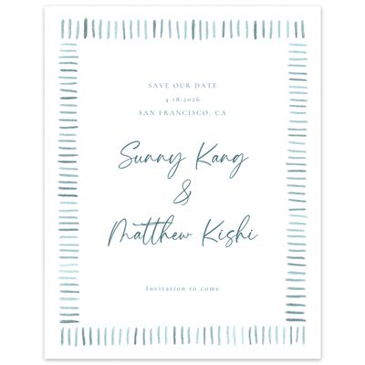 Grayed Teal, Blue Wedding Digital Save the Date - Lund Portrait