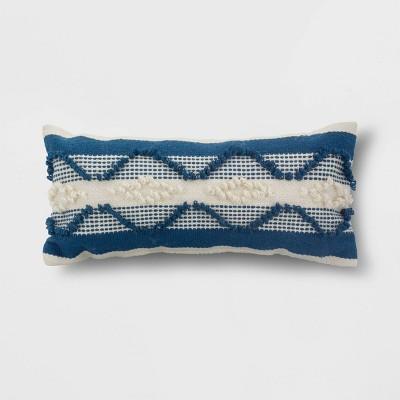 Decorative Woven Lumbar Throw Pillow Navy/Cream - Threshold™