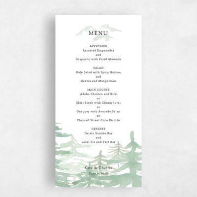 Sage, Green Wedding Menu - Camden