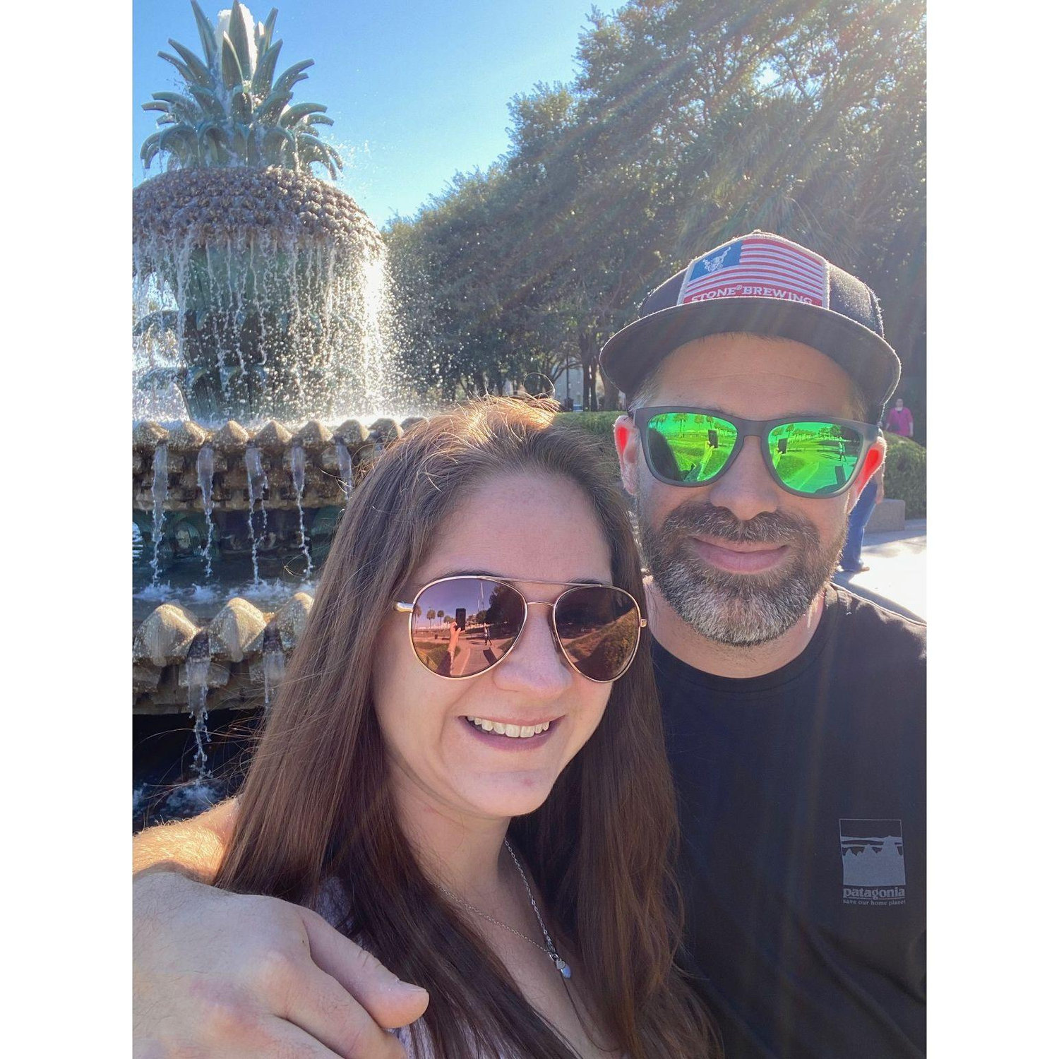 Another trip to Charleston, another foutain. Jordan had no idea Brian would ask her to marry him in a few hours...
