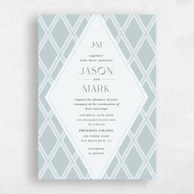 Soft Teal, Blue Wedding Invitation - Diamant Classic