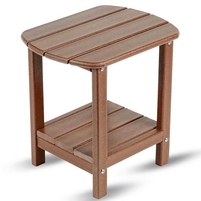 HZLBZYON BZY Adirondack Outdoor Side Table - 16.5" Square 2-Tier Patio Table with Weatherproof HDPE Material | All-Weather, Low Maintenance Furniture for Poolside, Porch, Deck