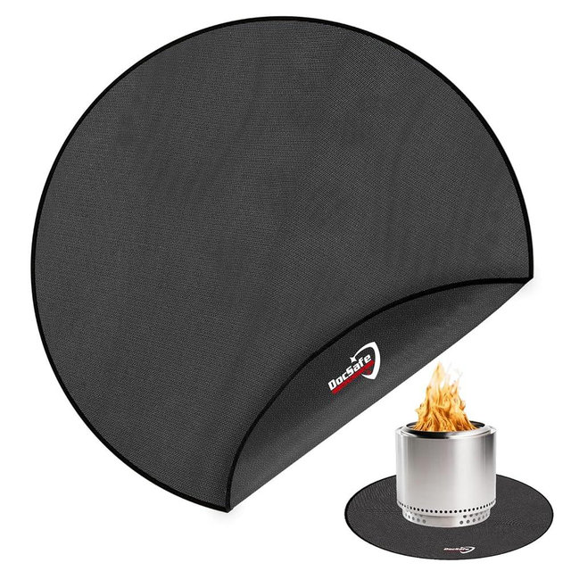 DocSafe 42" Fire Pit Mat for Solo Stove Bonfire,4 Layers Double-Sided Fireproof Under Grill Mat Protector for Deck,Patio,Round BBQ Mat Indoor Fireplace Pad for Solo Stove Accessories,Easy to Clean
