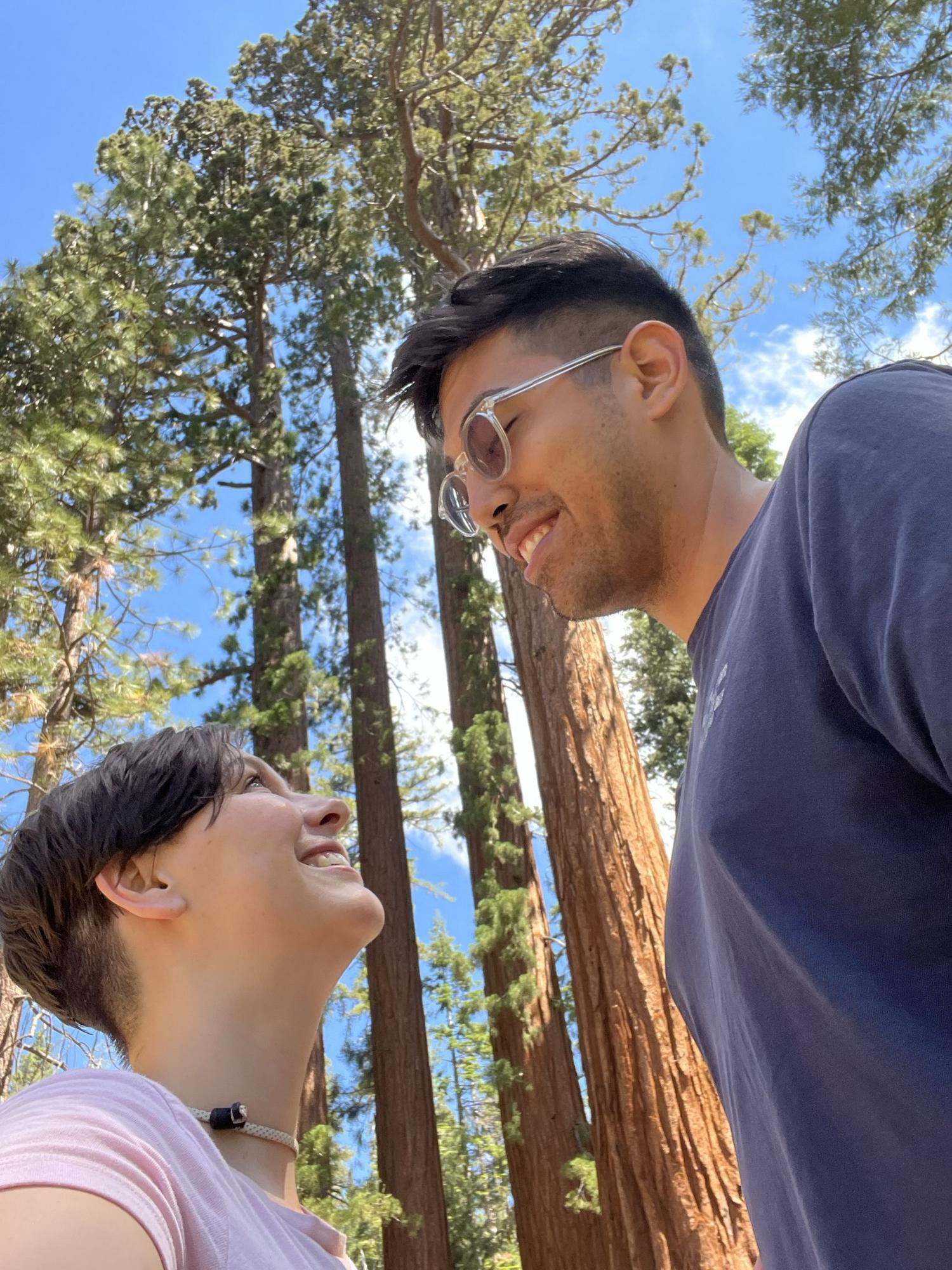 Visiting the Redwoods—Mitchell is almost as tall, but not quite!