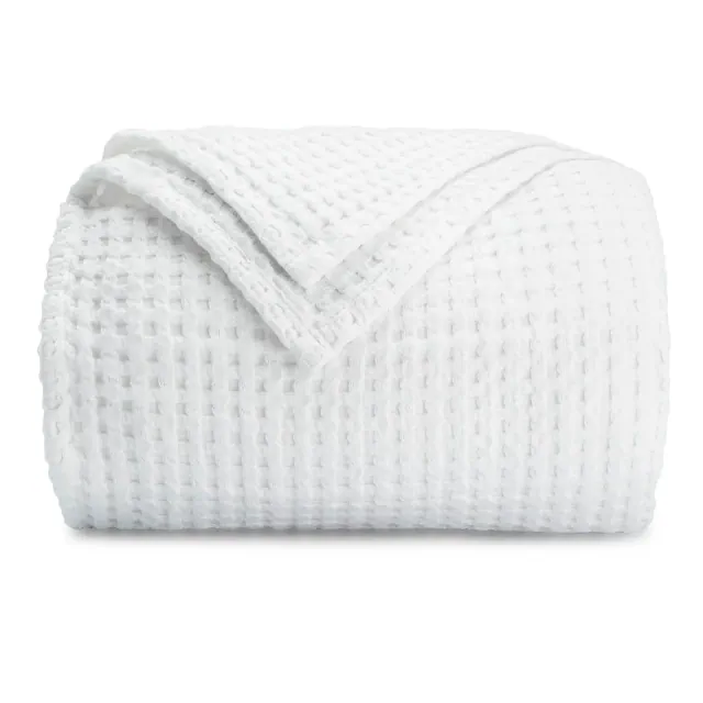 Waffle Blanket for Adults, Extra Large By Comfy Cubs - Queen 90" x 90”, White