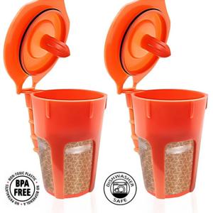 Fill N Save 2 Pack Reusable Carafe K-Cups. Reusable coffee filter for the Keurig 2.0, K200, K300, K400, K500 Series of Machines (Gold Filter)