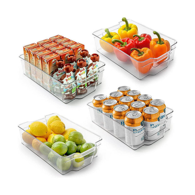 Zulay Kitchen 4 Pack Large Clear Fridge Organizers and Storage