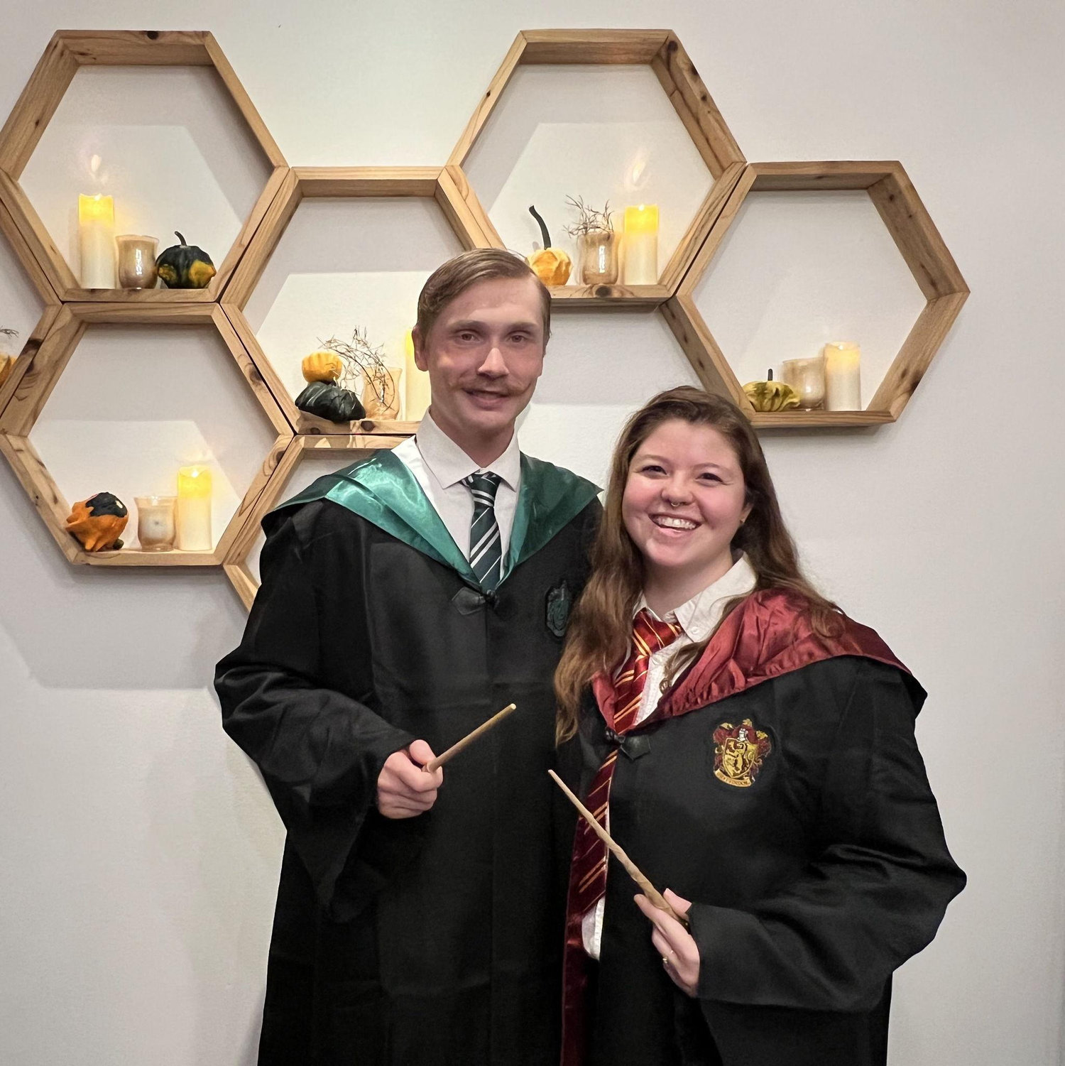 Dressed up for Halloween as Draco Malfoy and Hermione Granger