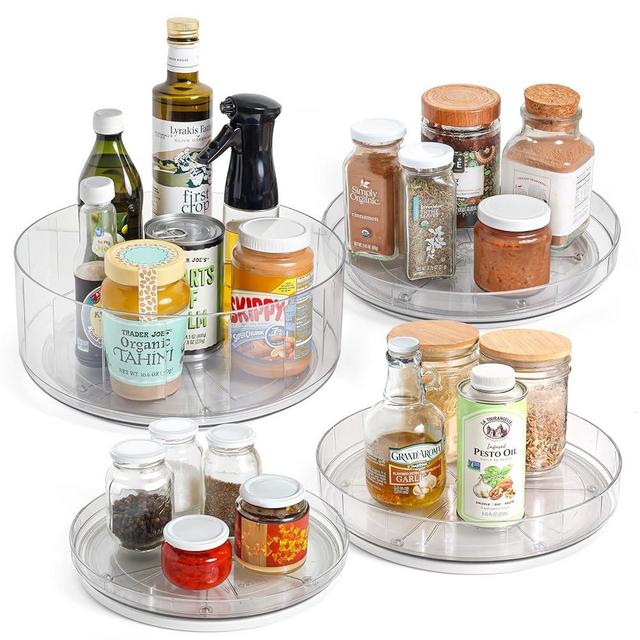 NOSTALGIQ 4-Pack Lazy Susan Organizer | Rotating Pantry Organizers and Storage | Clear Lazy Susan for Table Top, Cabinet Organizer, Perfume Organizer, Spice Rack Organizer (9", 10", 11", 12")