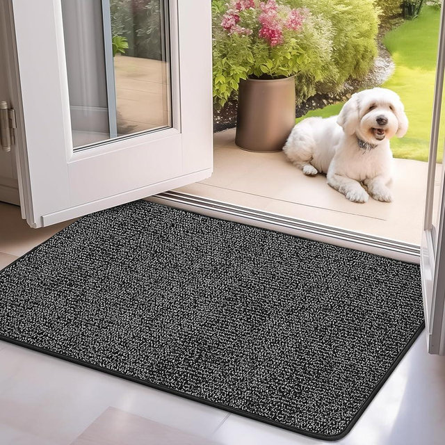 Mibao Doormat, 18' x 30', Indoor, Dirt Trapper, Non-Slip, Black