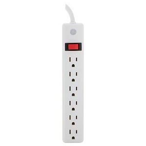GE - 6-Outlet Power Strip, Black or White - General Electric