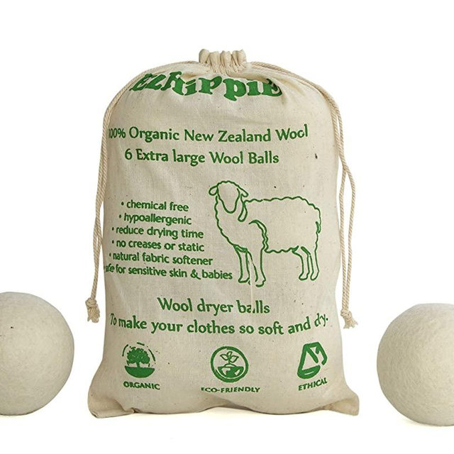 Natural Wool Dryer Balls - Fabric Softner Reducing Wrinkles and Resuable Pack of 6 [X-Large]