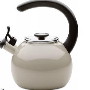 Enamel on Steel 2-Qt. Whistling Teakettle with Flip-Up Spout