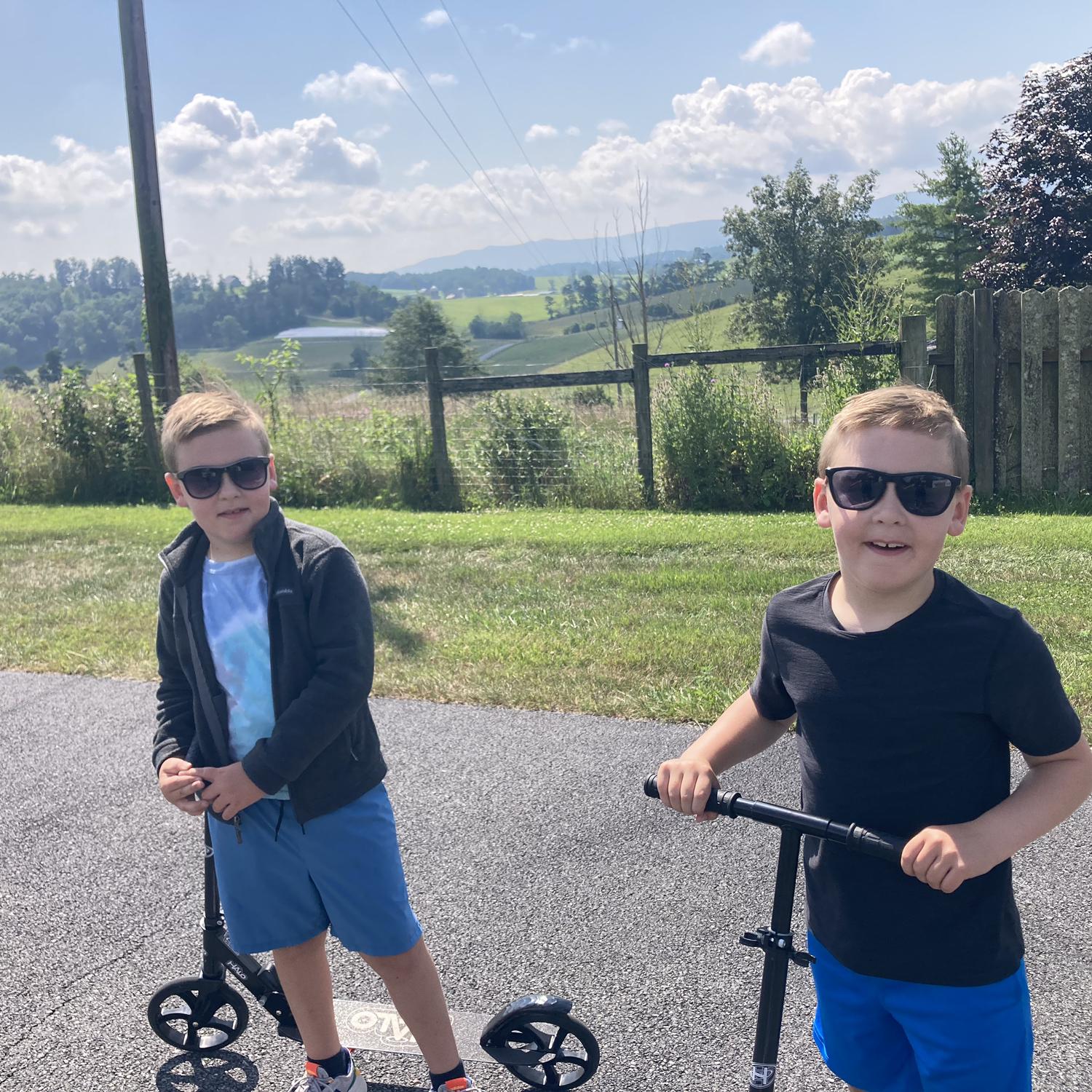 Our nephews are also twins! We started our own scooter gang.