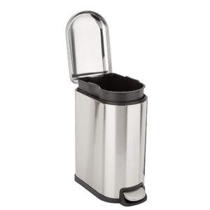 Small Trash Can with Lid and Soft-Close Foot Pedal - Silver
