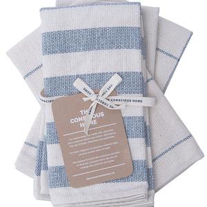 The Conscious Home - Kitchen Towels Cotton Dish Cloths| Eco-Friendly Kitchen Towel Set Upcycled Denim Cotton Tea Towels | Soft and Super Absorbent, Premium Quality | Natural and Blue,| 4-Pack, 20 x 28 in.