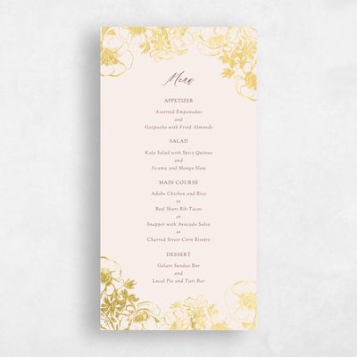 Beige Summer Wedding Menu - Anemone Foil