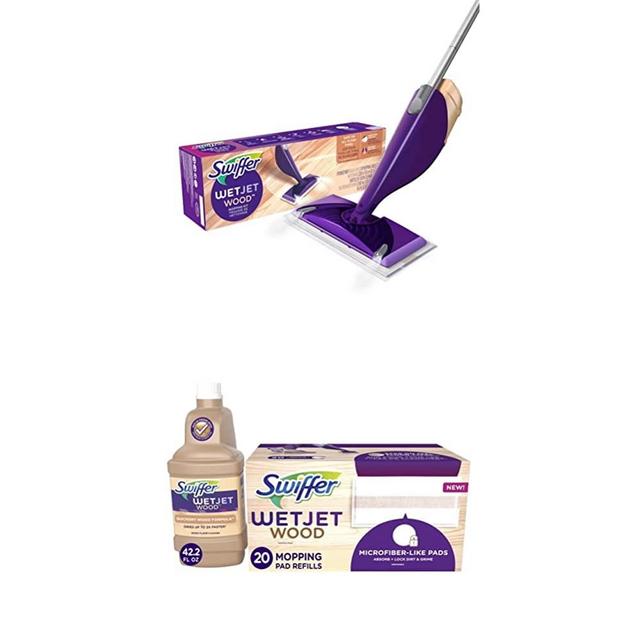 Swiffer WetJet Wood Starter Kit and Refill Cleaning Bundle