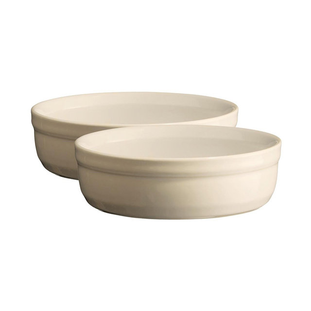 Emile Henry Made in France 8.5 oz Creme Brulee, Set of 2, 5" by 1.5", Clay