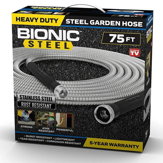 Bionic Steel 75 Foot Garden Hose 304 Stainless Steel Metal Hose – Super Tough & Flexible Water Hose, Lightweight, Crush Resistant Aluminum Fittings, Kink & Tangle Free, Rust Proof, Easy to Use & Store