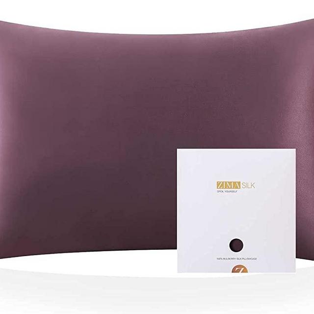 ZIMASILK 100% Mulberry Silk Pillowcase for Hair and Skin Health,Soft and Smooth,Both Sides Premium Grade 6A Silk,600 Thread Count,with Hidden Zipper,1pc(Standard 20''x26'',Gray Purple)