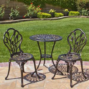 Best Choice Products Outdoor Patio Furniture Tulip Design Cast Aluminum 3 Piece Bistro Set in Antique Copper