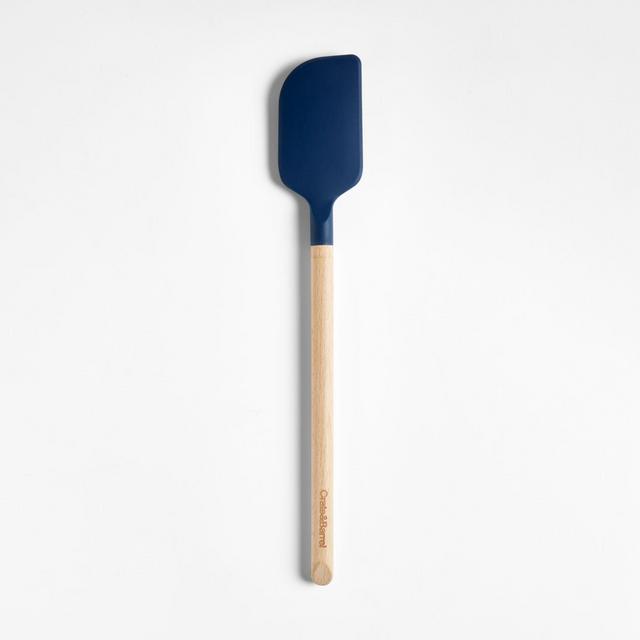 Crate & Barrel Navy Silicone and Wood Spatula