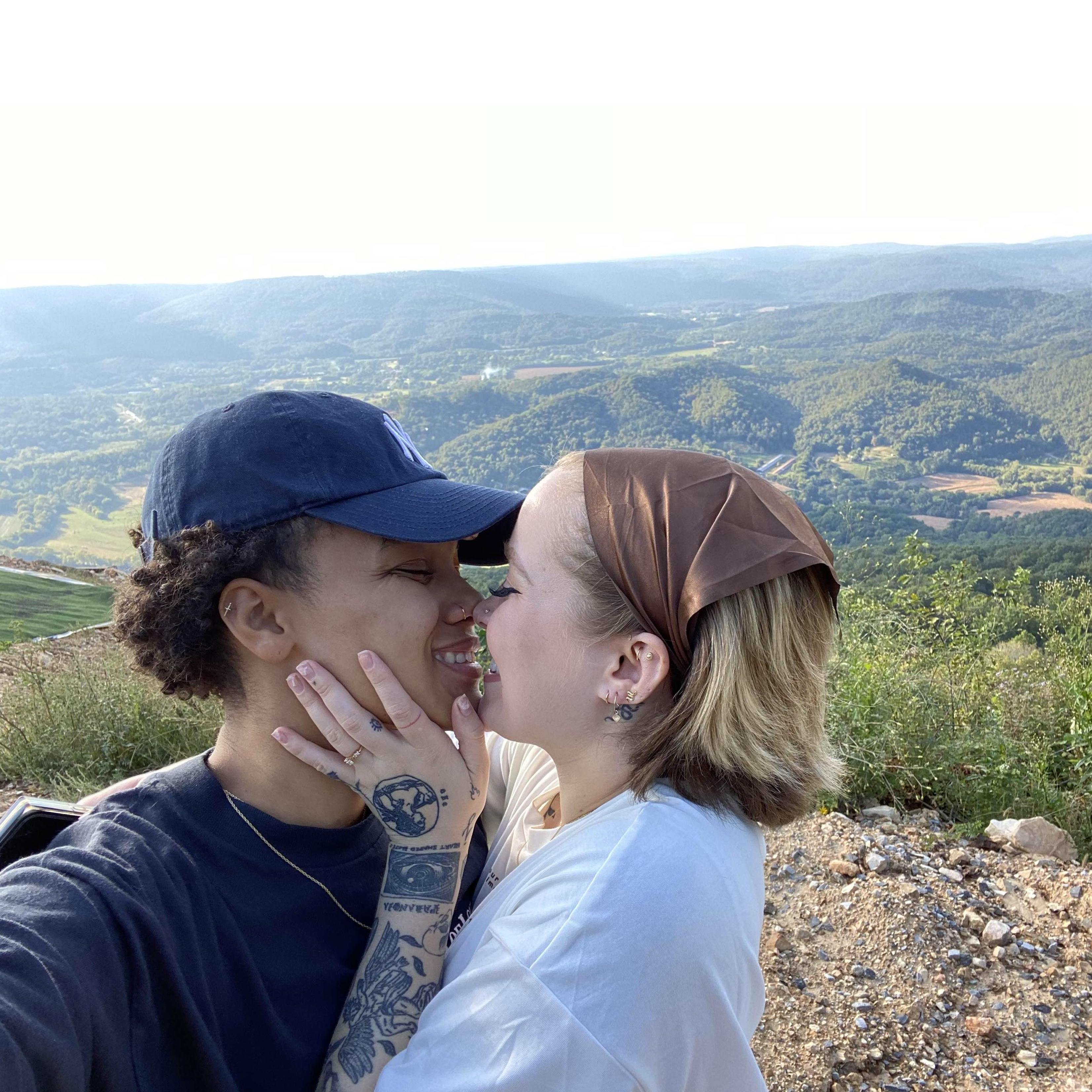 Alex and I enjoying the view outside of a tiny home we vacationed at in Chattanooga, TN.