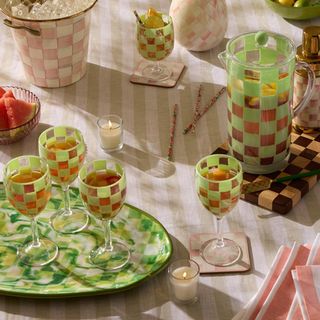 Check Acrylic Wine Goblet, Set of 4