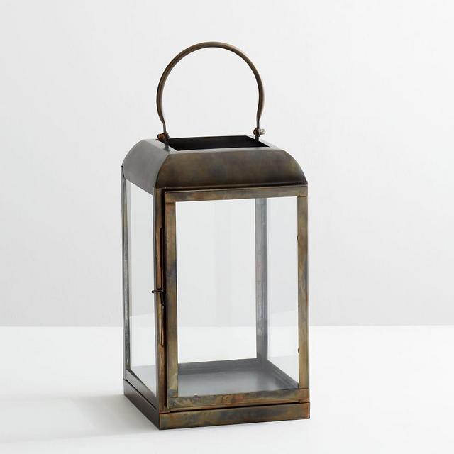 Cruz Antiqued Brass Lantern, Brass, Small