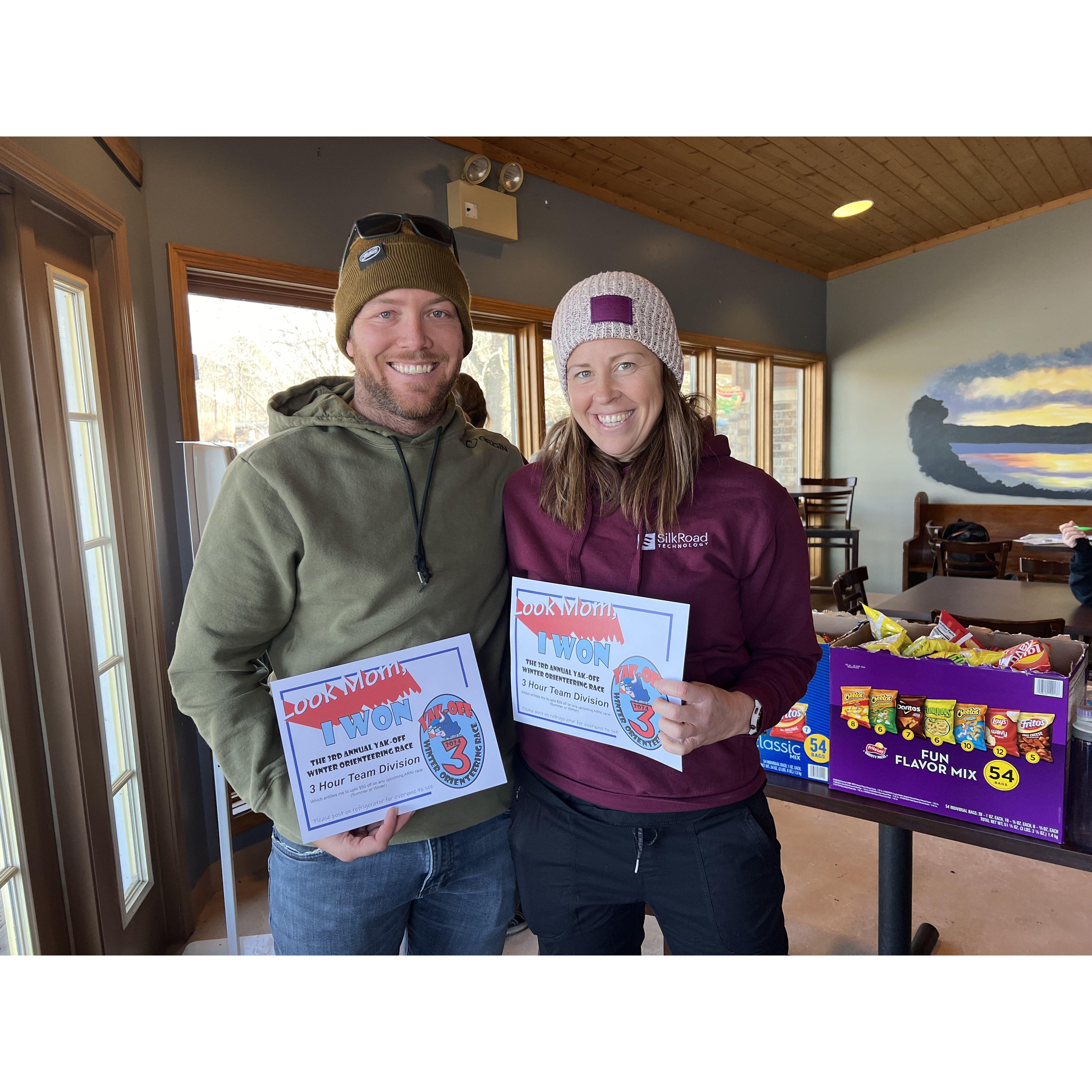 Finally got Bob to do an orienteering race - and we took 1st overall!