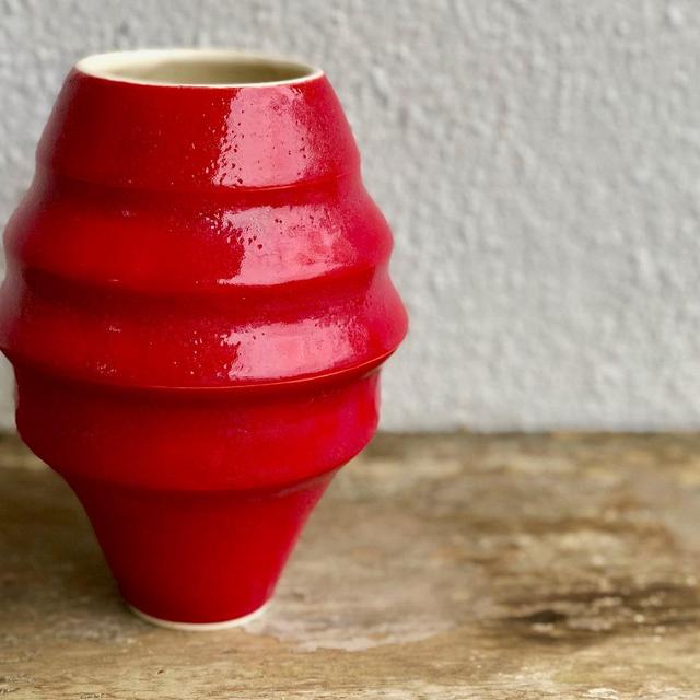 Scallop Series, Wheel Thrown Hand Painted Porcelain Vase by Jason Fox