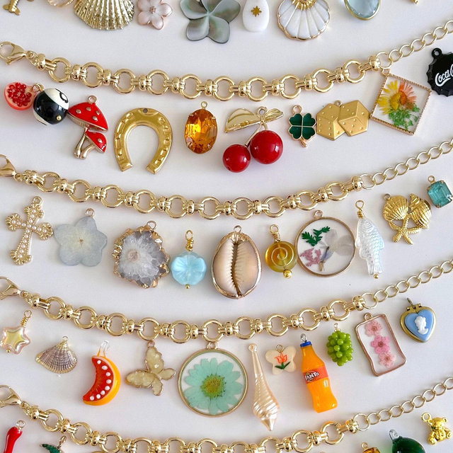 Custom Charm Bracelet: Gold Plated Vintage Charms, Personalized Jewelry Gift