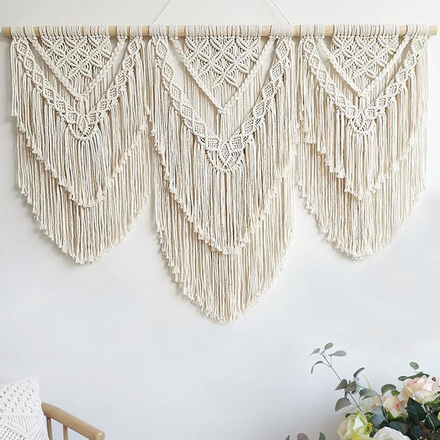Achart Macrame Wall Hanging Large- Boho Wall Decor- large wall art- Wall Decor Living Room- Macrame Tapestry Boho Decor for Bedroom (Beige-H)
