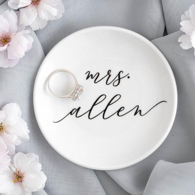 Personalized jewelry dish mrs ring dish bridal shower gift for bride wedding gift engagement gift engagement ring dish wedding ring tray