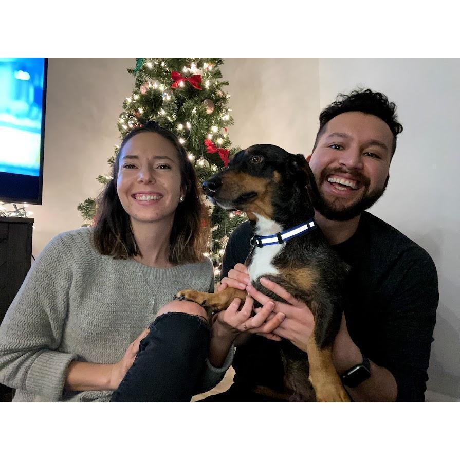 Our first family photo with Roscoe!