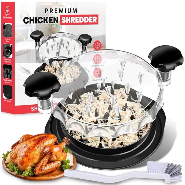 Premium Chicken Shredder with Brush - Eco-Friendly - Chicken Shredder Tool for Shredded Chicken - Easy Cleaning - Anti-Slip Design -Heat Resistant- Enjoy Hassle-Free Culinary Delights.