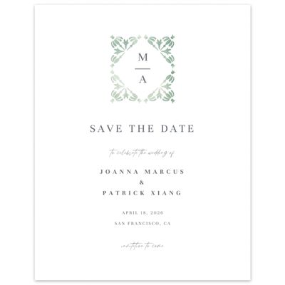 Green Geometric Wedding Digital Save the Date - Elio Portrait