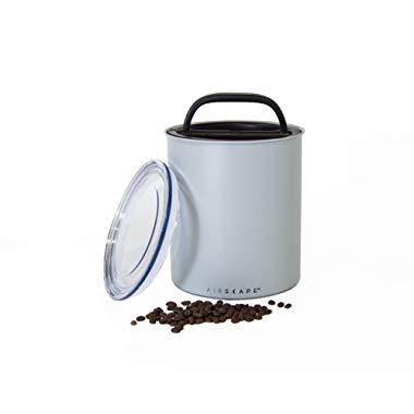 Airscape Coffee Storage Canister (2.5 lb Dry Beans) - Big Kilo Size Canister with Patented CO2 Releasing Airtight Lid Pushes Air Out to Preserve Food Freshness - Matte Finish Food Container - Ash