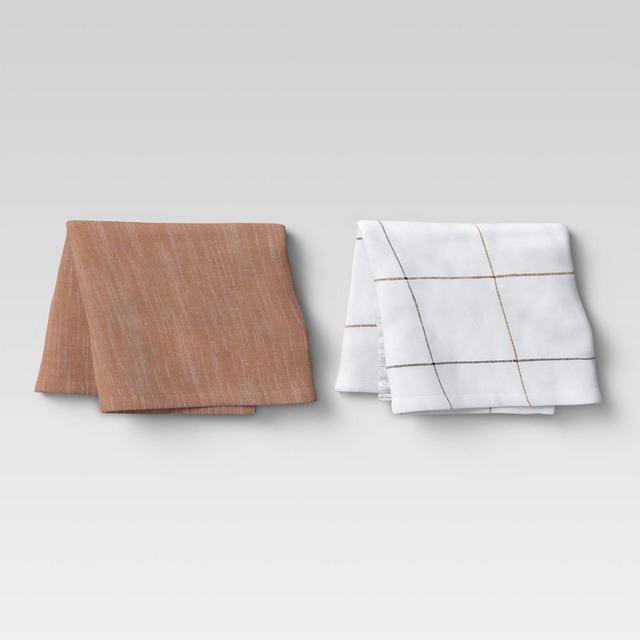 2pk Cotton Fringed Chambray Woven Kitchen Towels - Threshold™