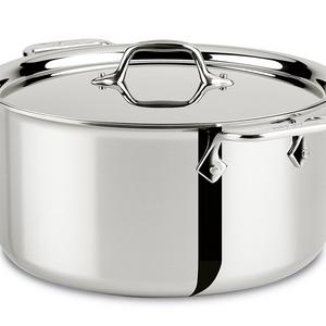 Groupe SEB - All-Clad 4508 Stainless Steel Tri-Ply Bonded Dishwasher Safe Stockpot with Lid / Cookware, Silver