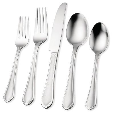Hampton 20pc Stainless Steel Forge Motif Frosted Silverware Set