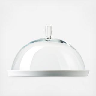 Loft White Presentation Plate with Glass Dome