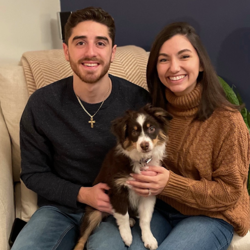 March 2021 - Charlie helps celebrate our engagement!