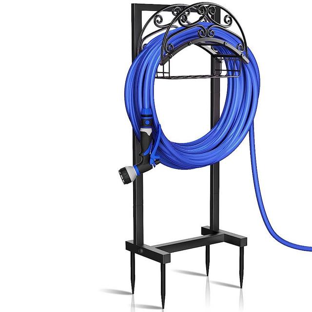 Gayuteay Garden Hose Holder - Upgraded Water Hose Holder Holds 150-feet Hose, Heavy Duty Metal Hose Stand Sturdy Freestanding Hose Hanger, Detachable Garden Hose Storage Rack for Outside Yard Lawn